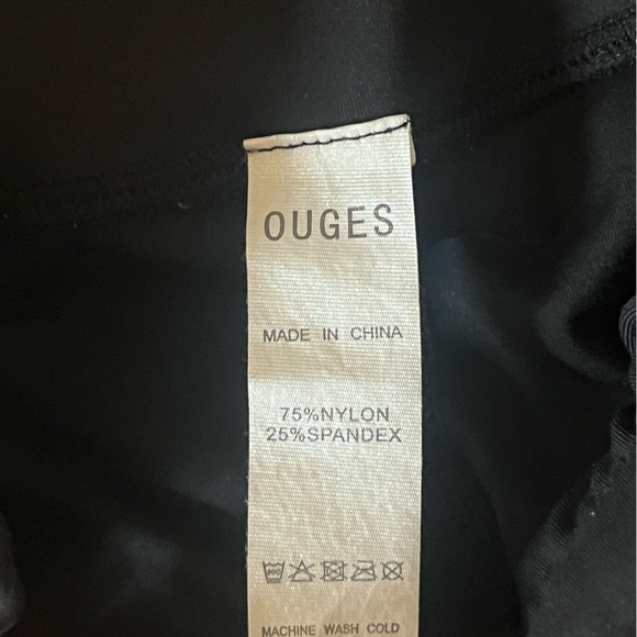 OUGES Womens Black Leggings Size Large Stretchy Athletic Work Out Pockets Active - Picture 3 of 4
